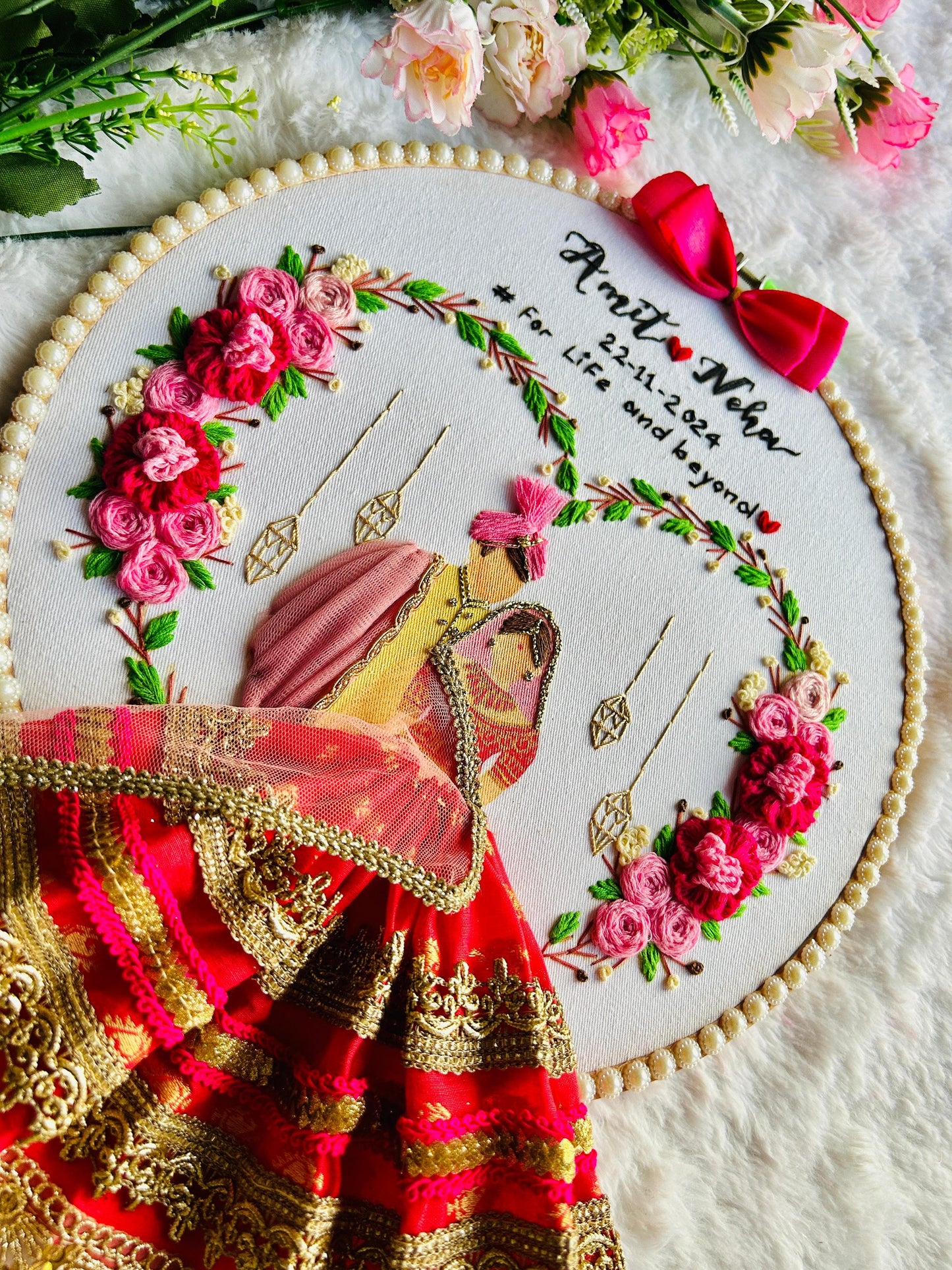Customized Wedding Embroidery Hoop Art