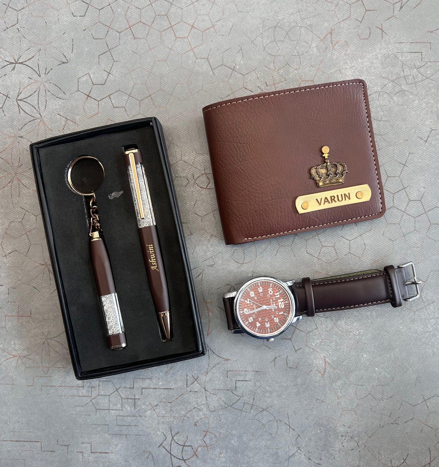 Customized Wallet Pen Keychain Watch Combo