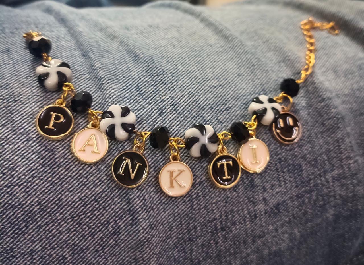 Customized Monochrome Initial Bracelets