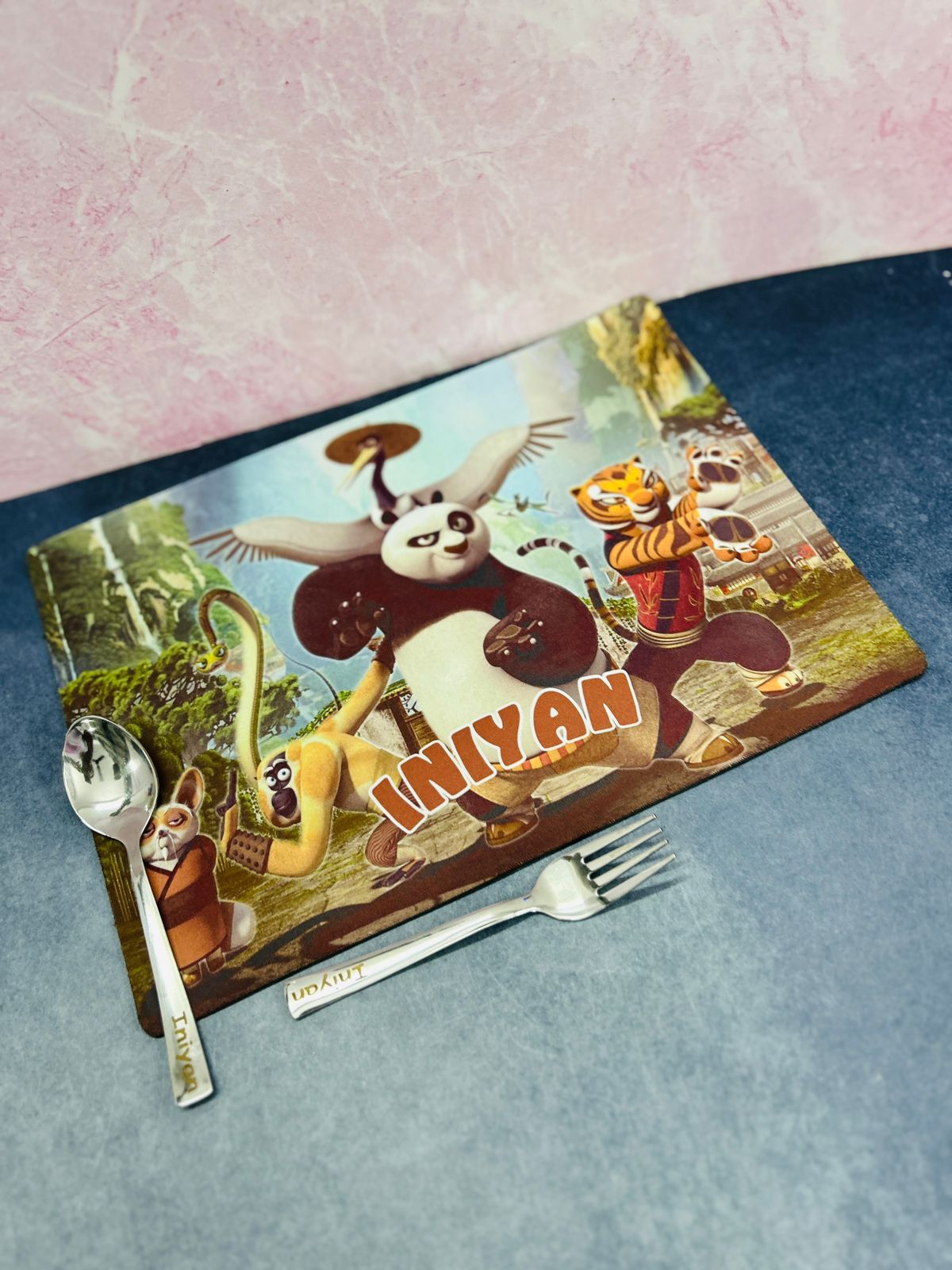 PERSONALISED TABLE MAT WITH SPOON FORK