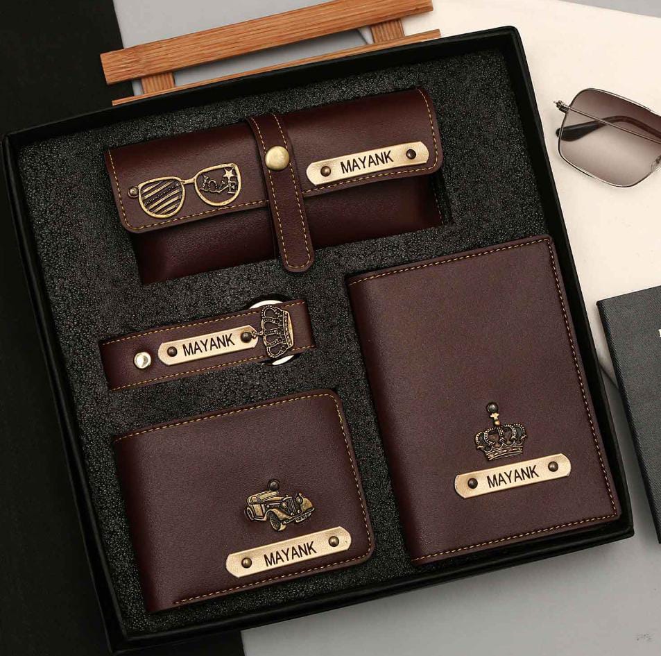 Customized Men’s Wallet, Keychain, Sunglass Holder & Passport Cover Combo