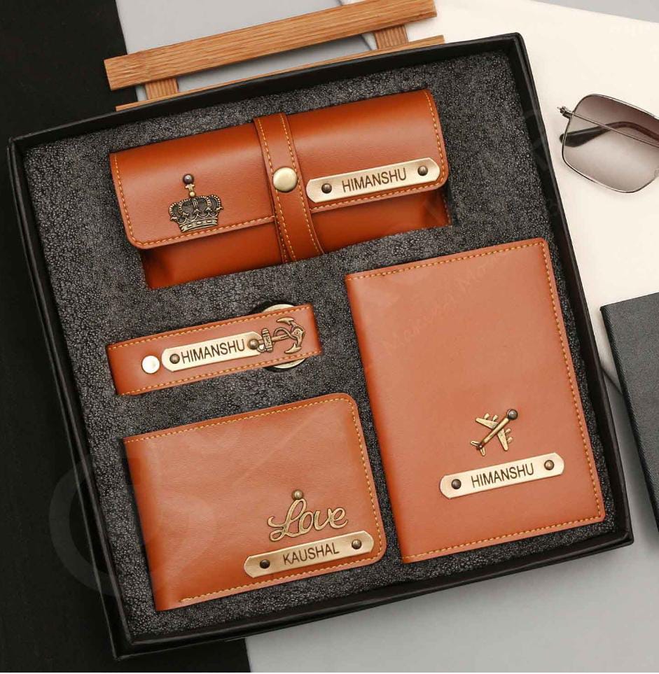 Customized Men’s Wallet, Keychain, Sunglass Holder & Passport Cover Combo