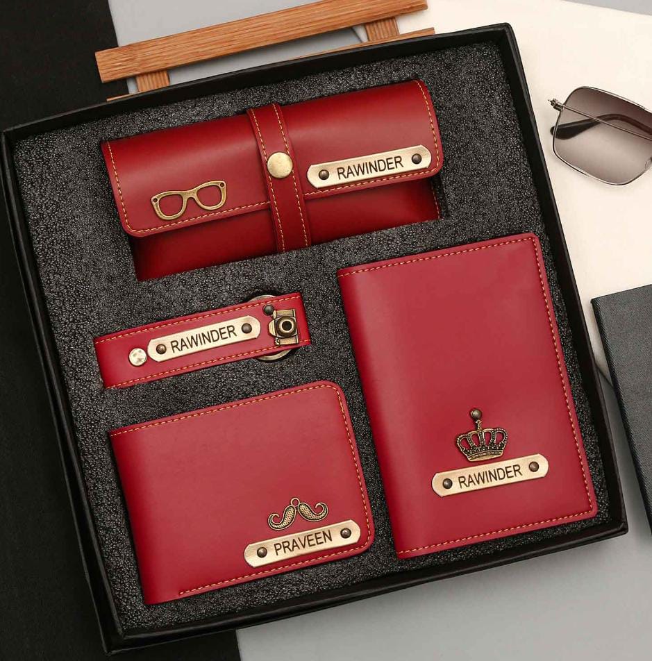 Customized Men’s Wallet, Keychain, Sunglass Holder & Passport Cover Combo