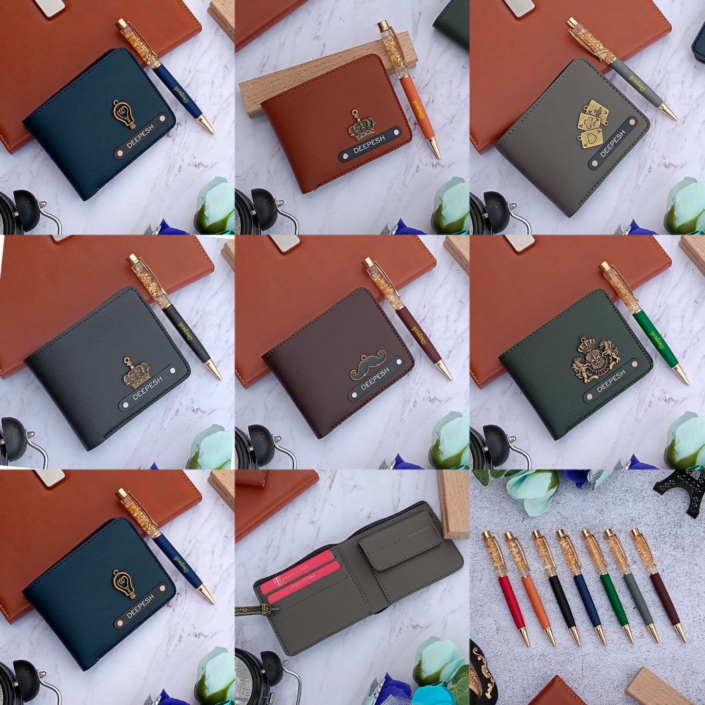 Customized Imported Leather Wallet & Pen Combo