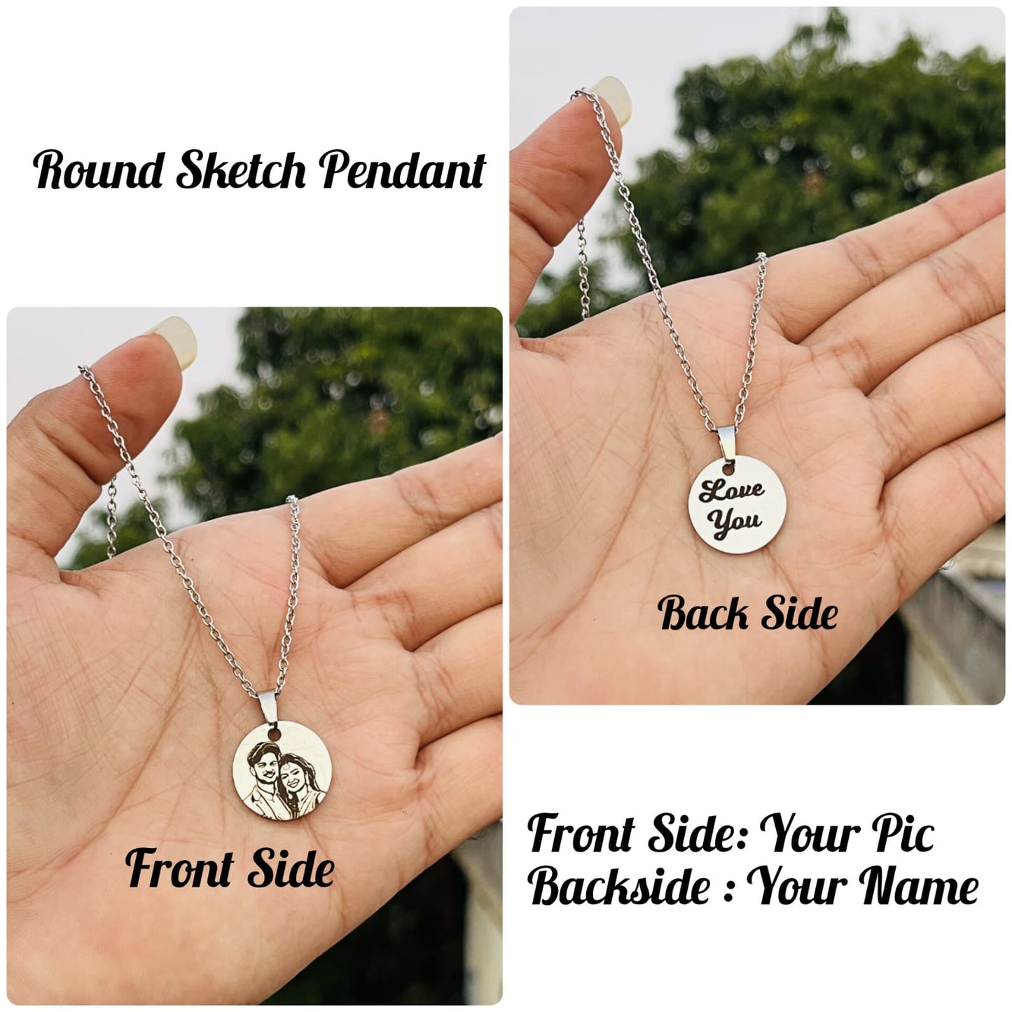 Customized Round Sketch Pendant