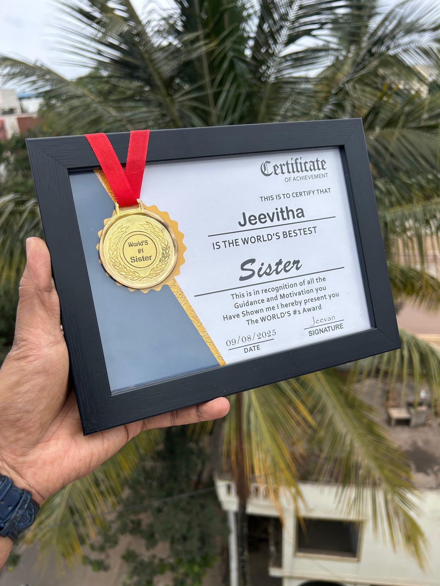 Award Frame with Certificate & Medal