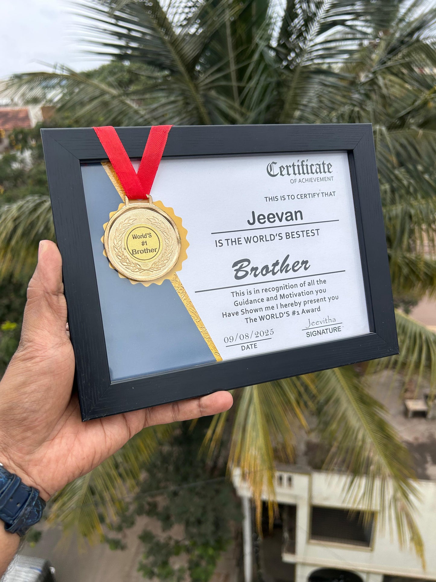 Award Frame with Certificate & Medal