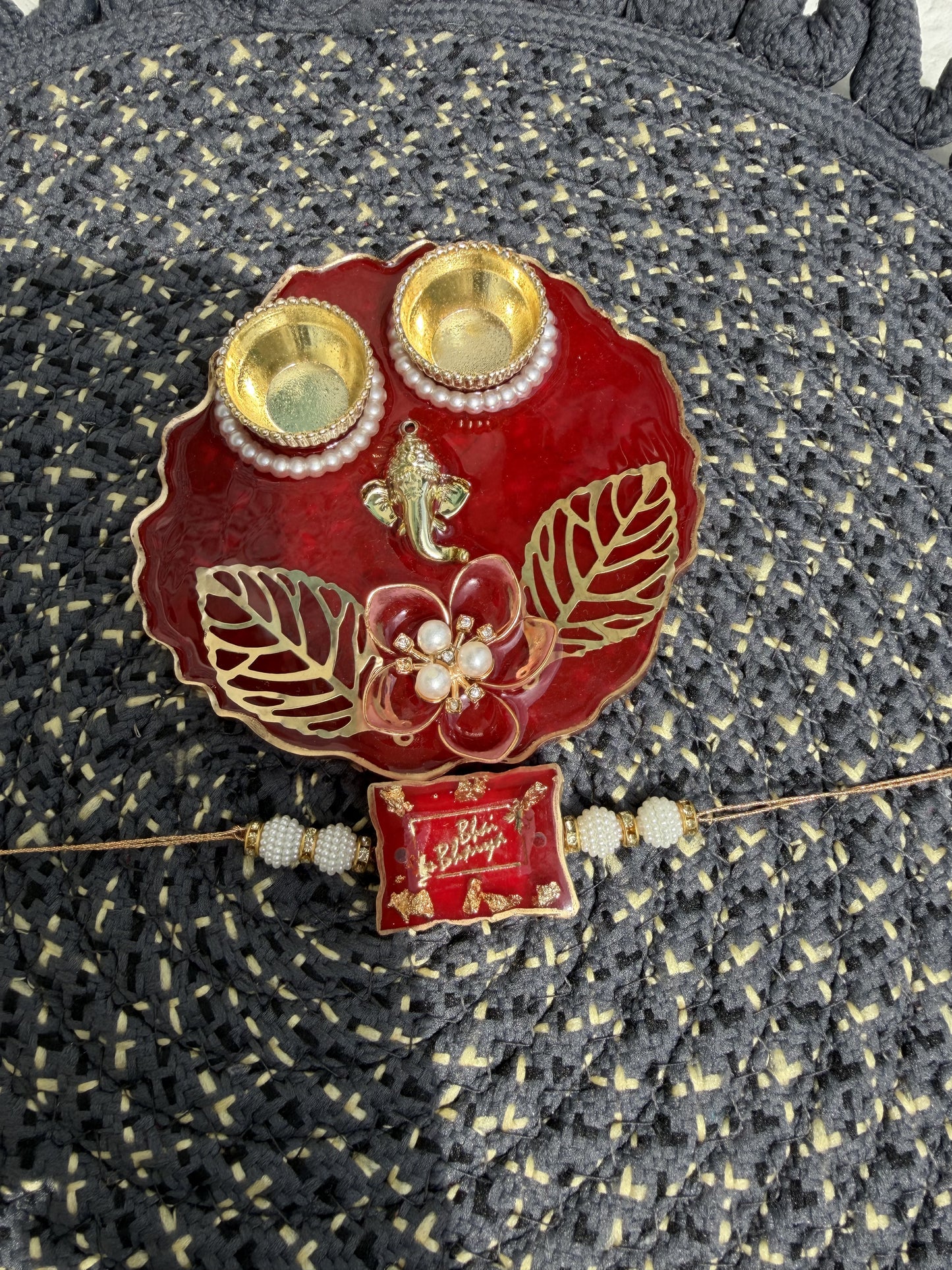Resin Photo Rakhi with Pooja Plate  (6 Photos)