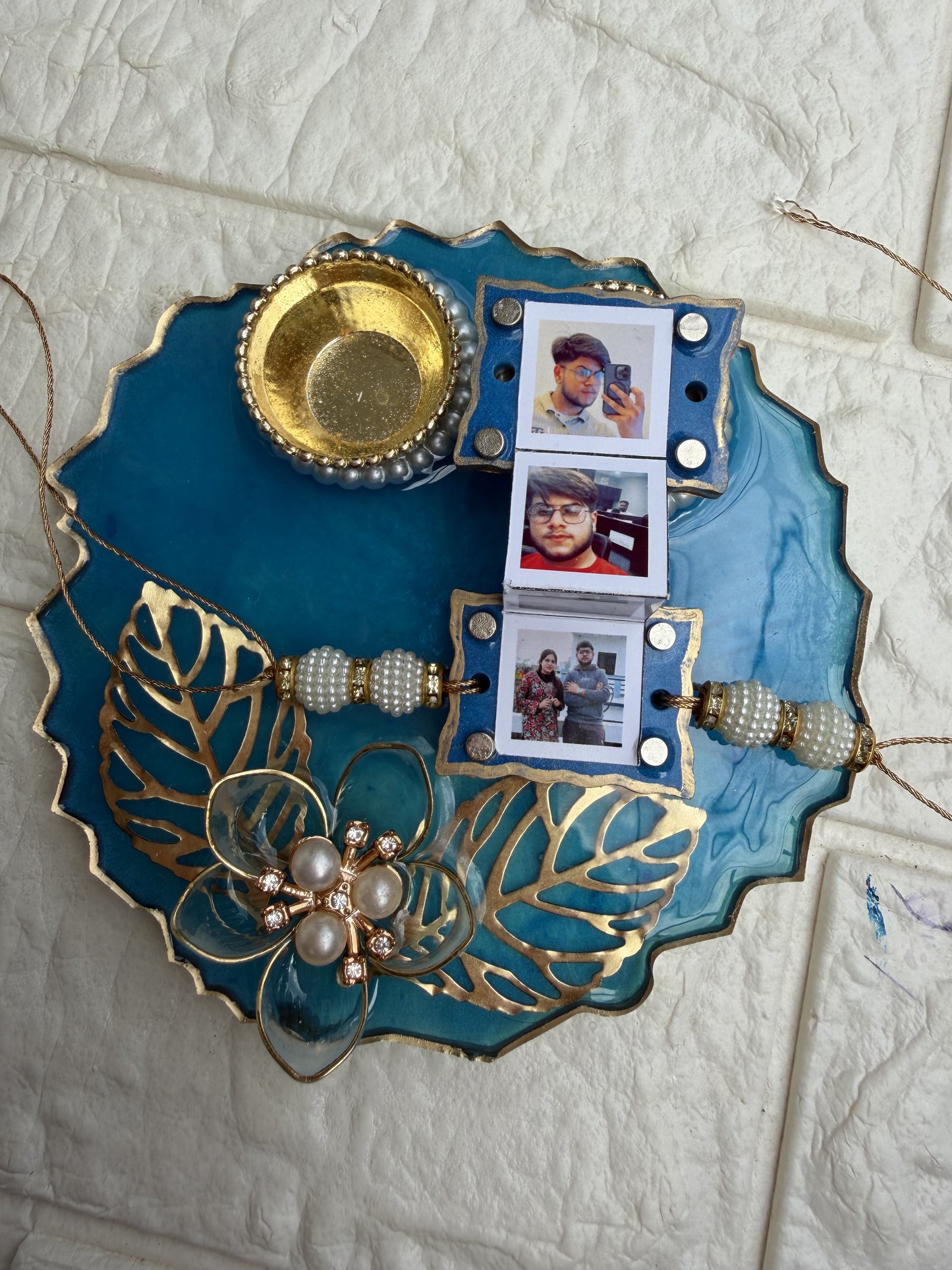 Resin Photo Rakhi with Pooja Plate  (6 Photos)