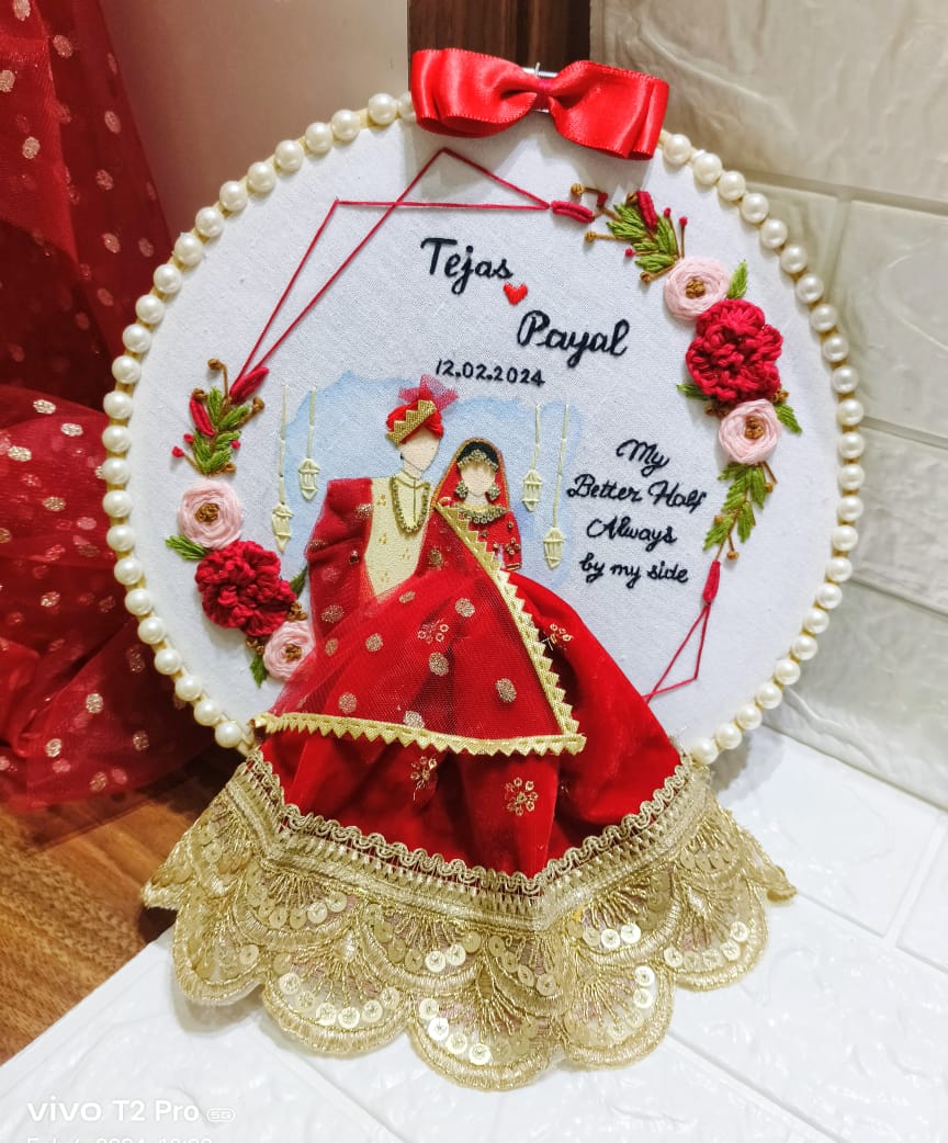 Customized Wedding Embroidery Hoop Art