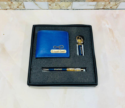 Customized Wallet Pen Keychain Men's Gift Combo