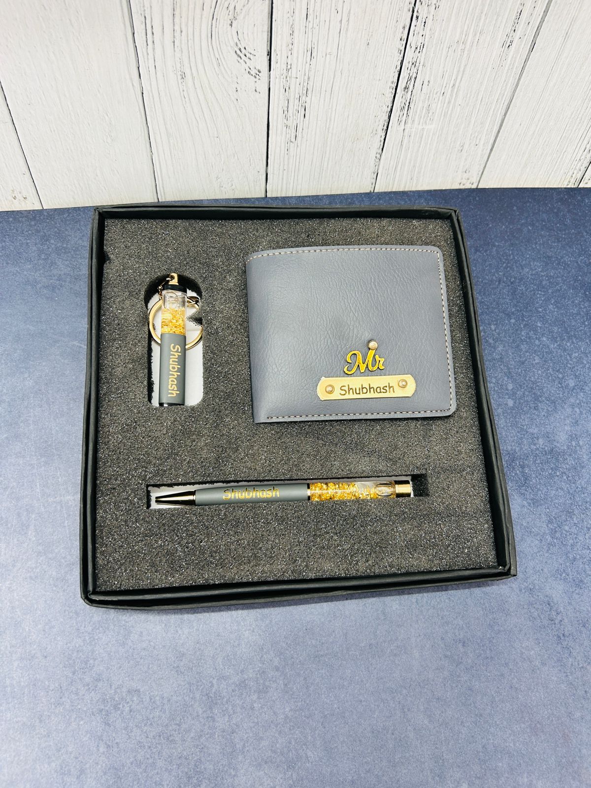 Customized Wallet Pen Keychain Men's Gift Combo