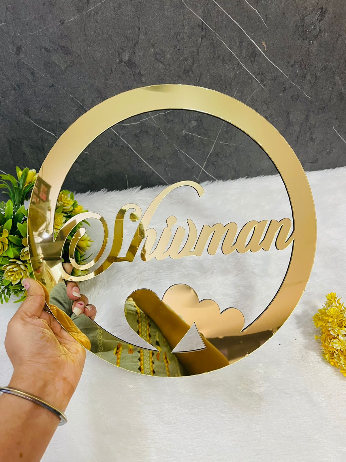 Customized Golden Acrylic Name Plate