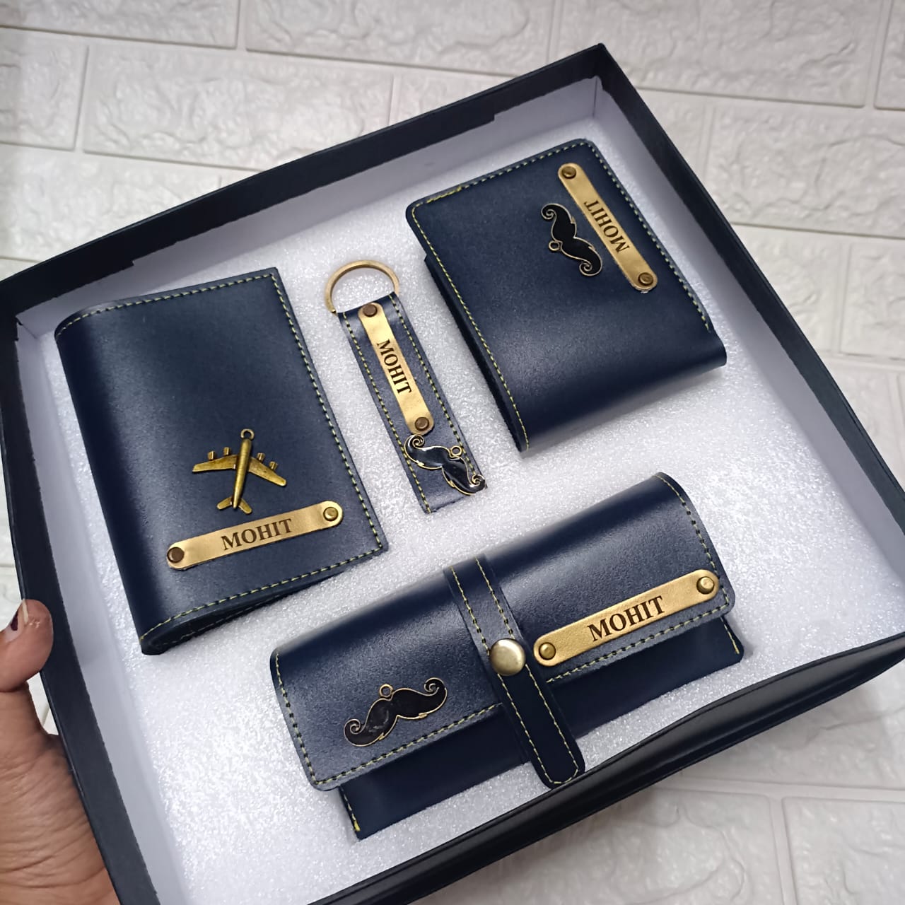 Customized Men’s Wallet, Keychain, Sunglass Holder & Passport Cover Combo