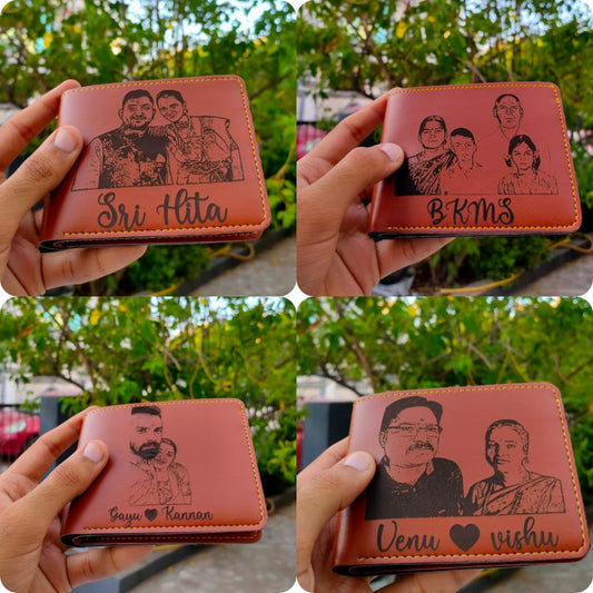 Customized Engraved Sketch Photo Wallet