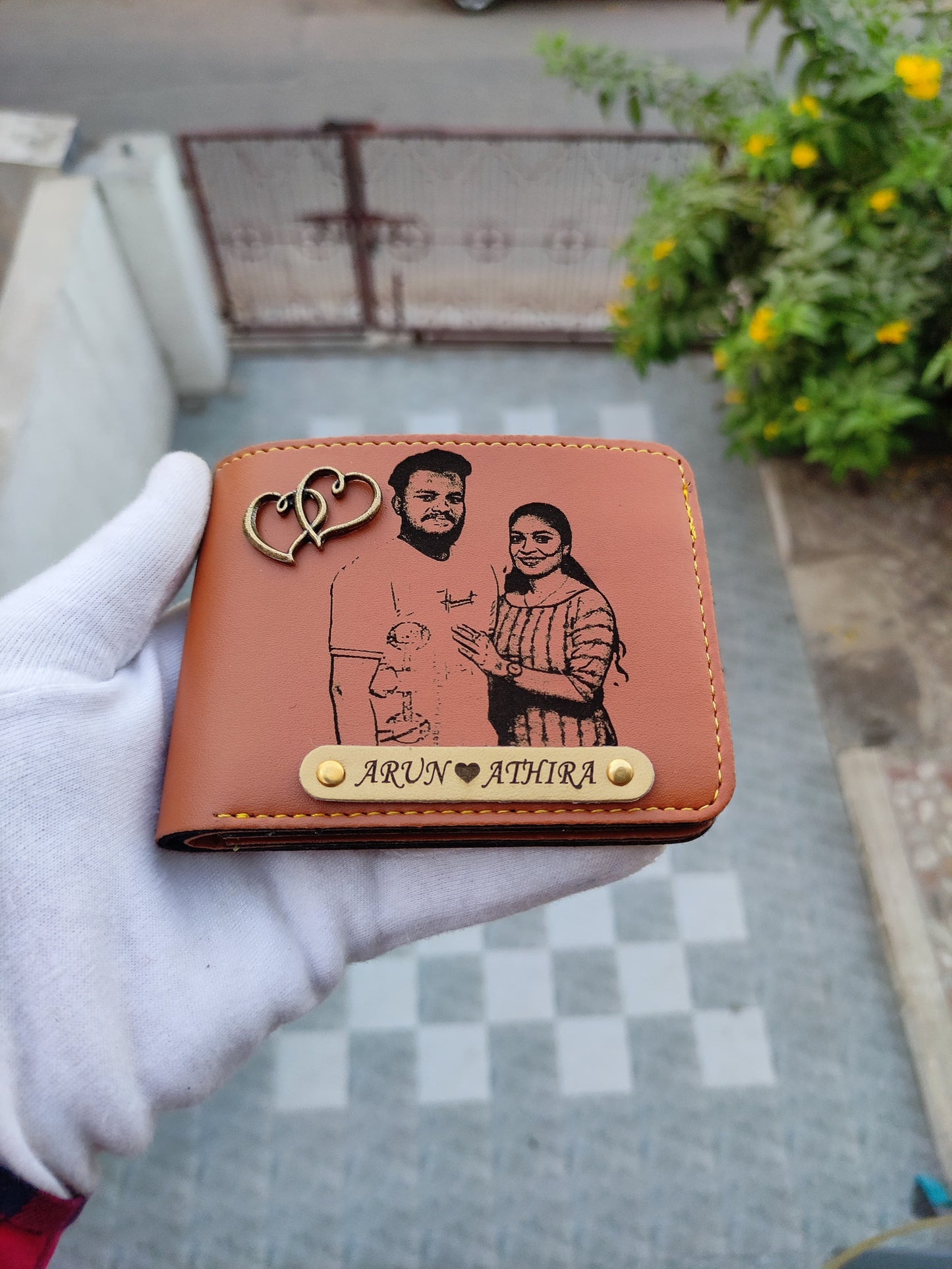 Customized Engraved Sketch Photo Wallet