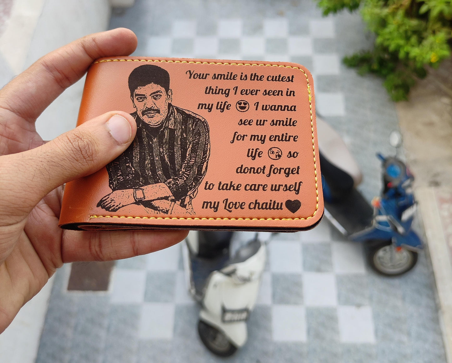 Customized Engraved Sketch Photo Wallet