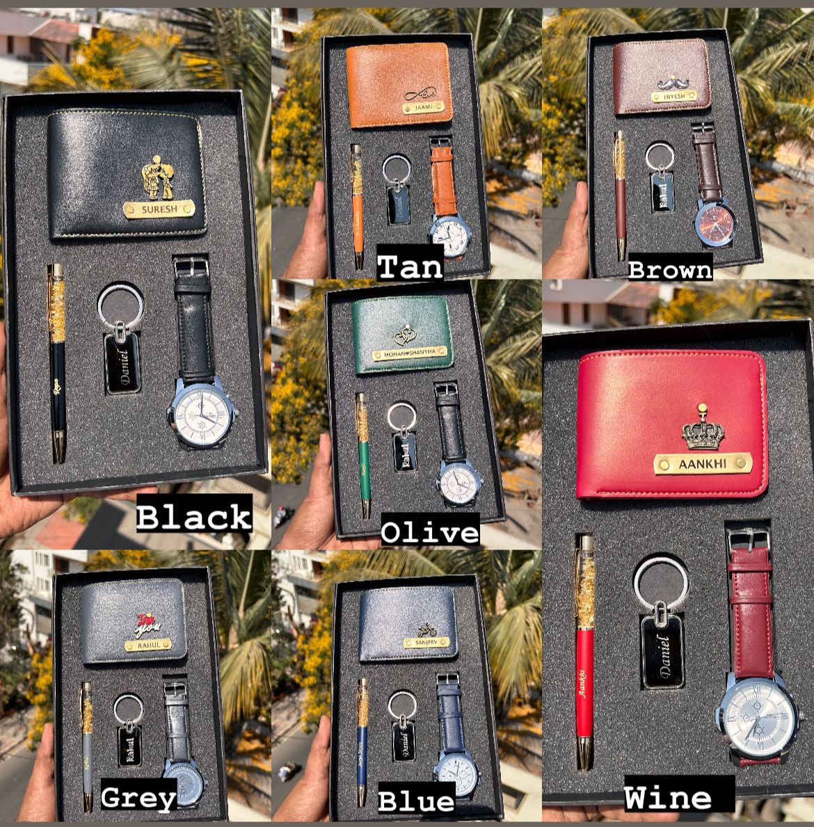 Personalized Wallet Pen keychain Watch Combo