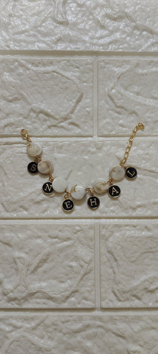 Customized  Monochrome Initial Bracelets