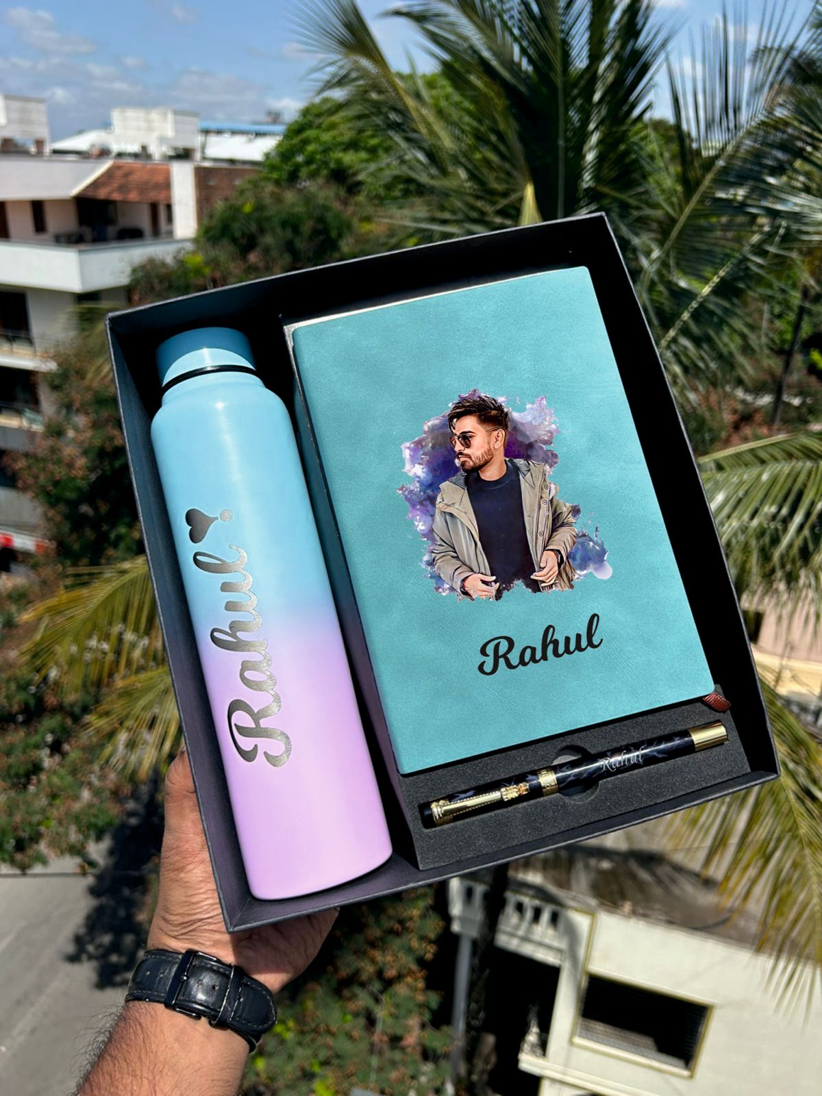 Customized Photo Diary Pen Bottle Combo