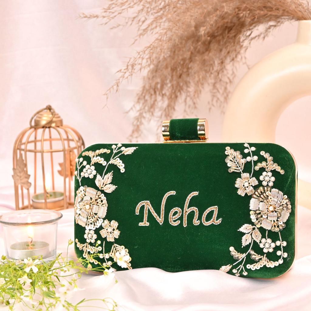 Customized Wedding Embroidery Clutch