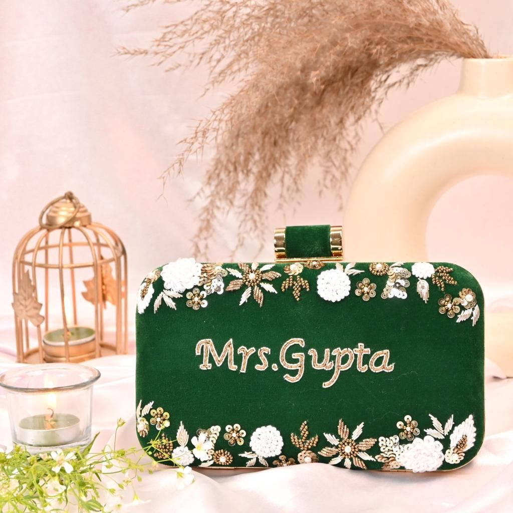 Customized Wedding Embroidery Clutch