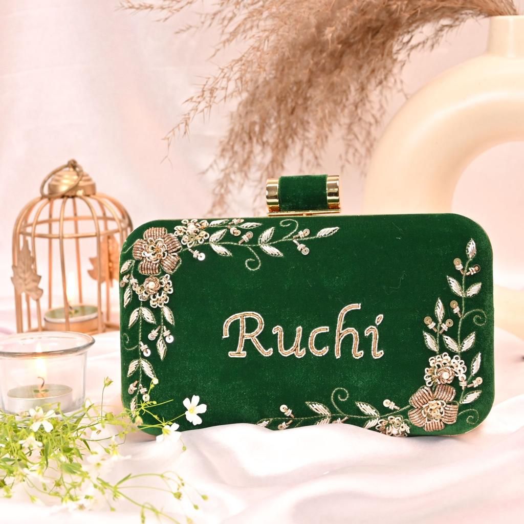 Customized Wedding Embroidery Clutch