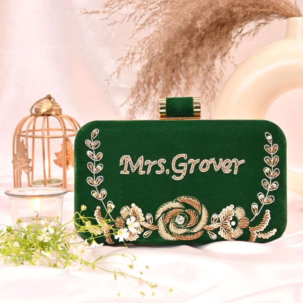 Customized Wedding Embroidery Clutch