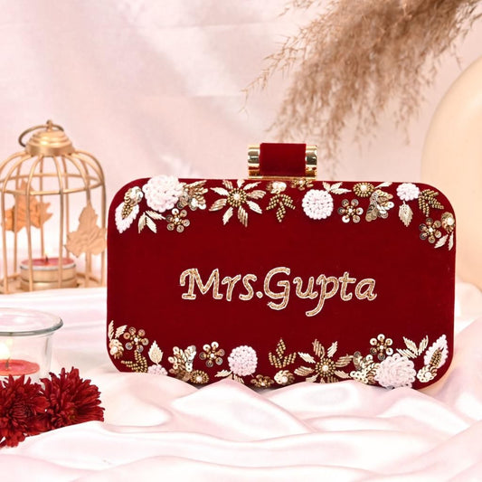 Customized Wedding Embroidery Clutch