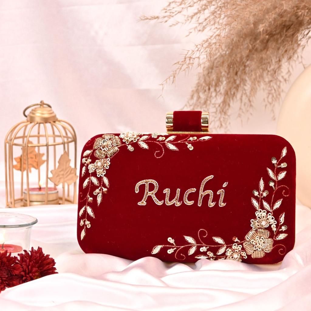 Customized Wedding Embroidery Clutch