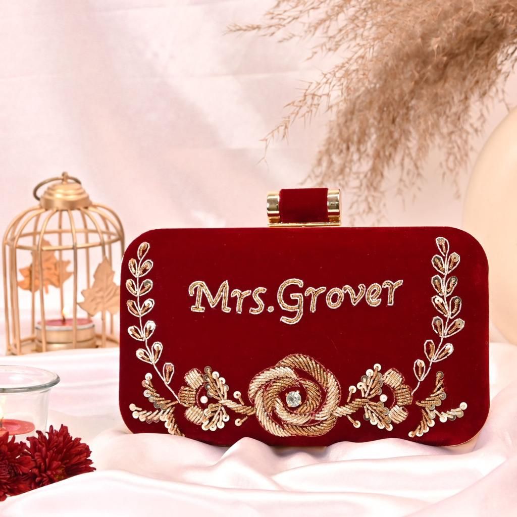 Customized Wedding Embroidery Clutch