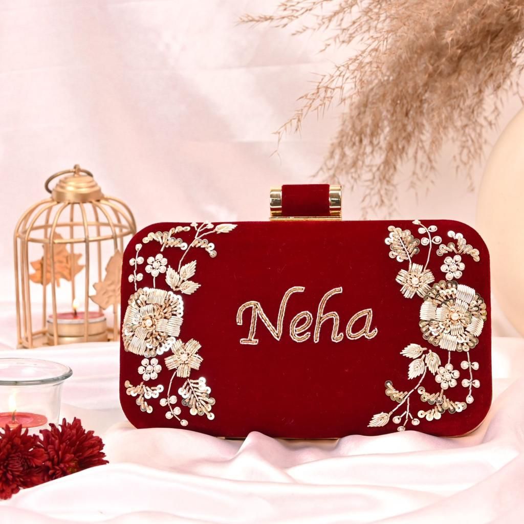 Customized Wedding Embroidery Clutch