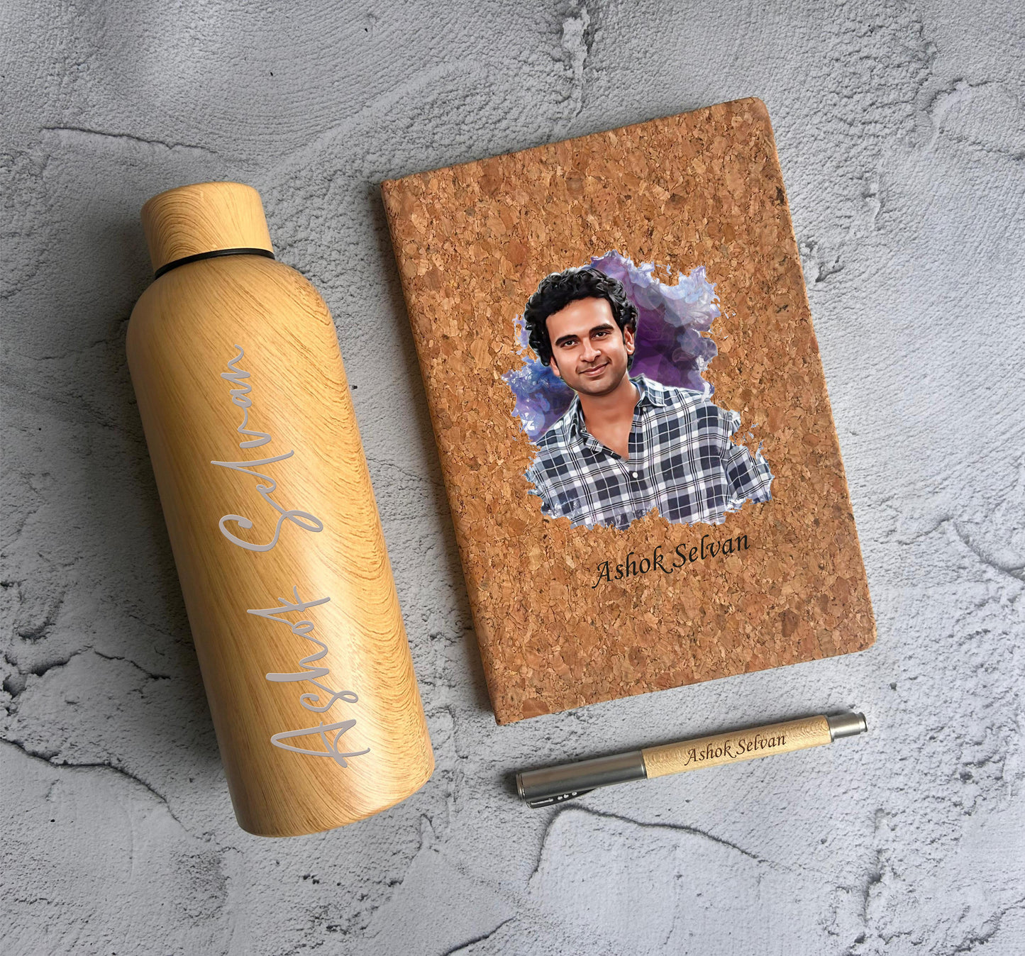 Customized Diary, Pen , Bottle Combo