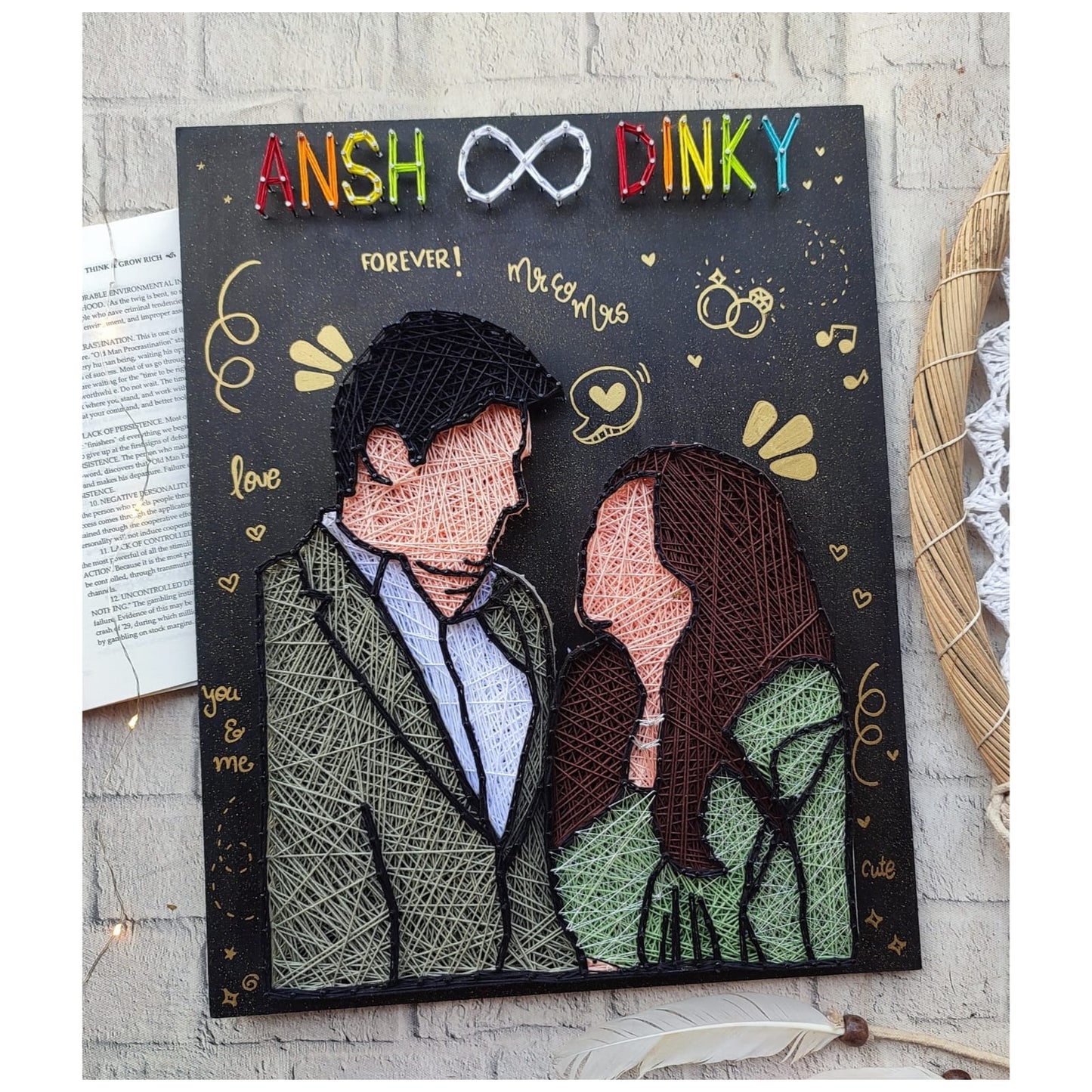 Customized Couple Caricature String Art