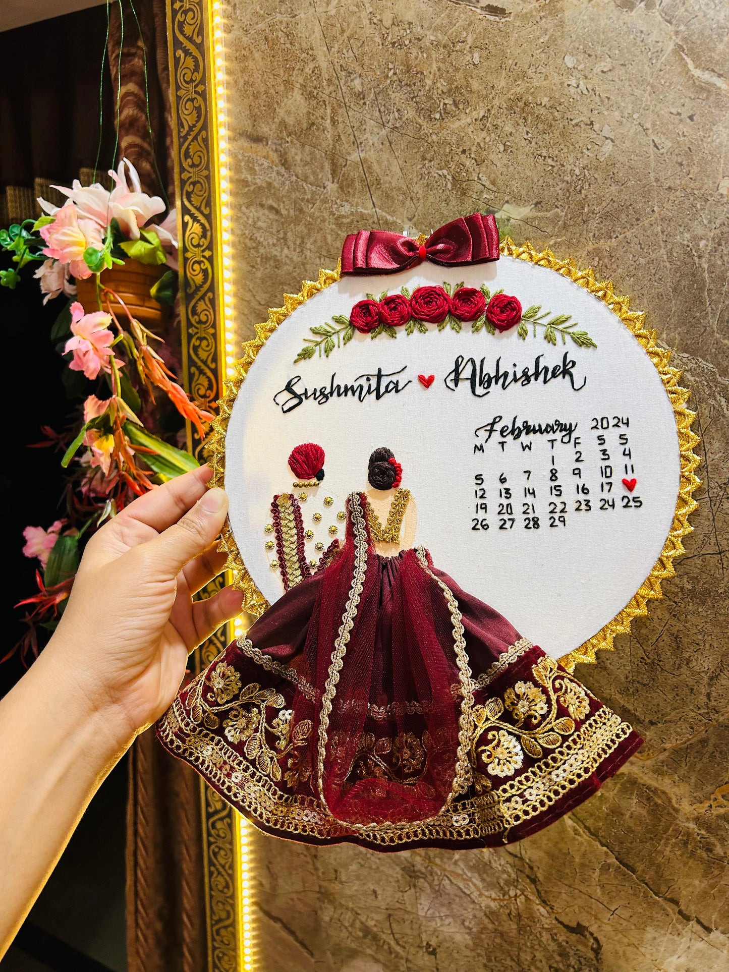 Customized Wedding Embroidery Hoop